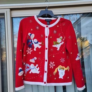 All Points Snowman Christmas Cardigan